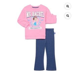 Ms. Rachel Toddler 2PC Pink Sweatshirt & Flare Leggings Set Size 5T NWT